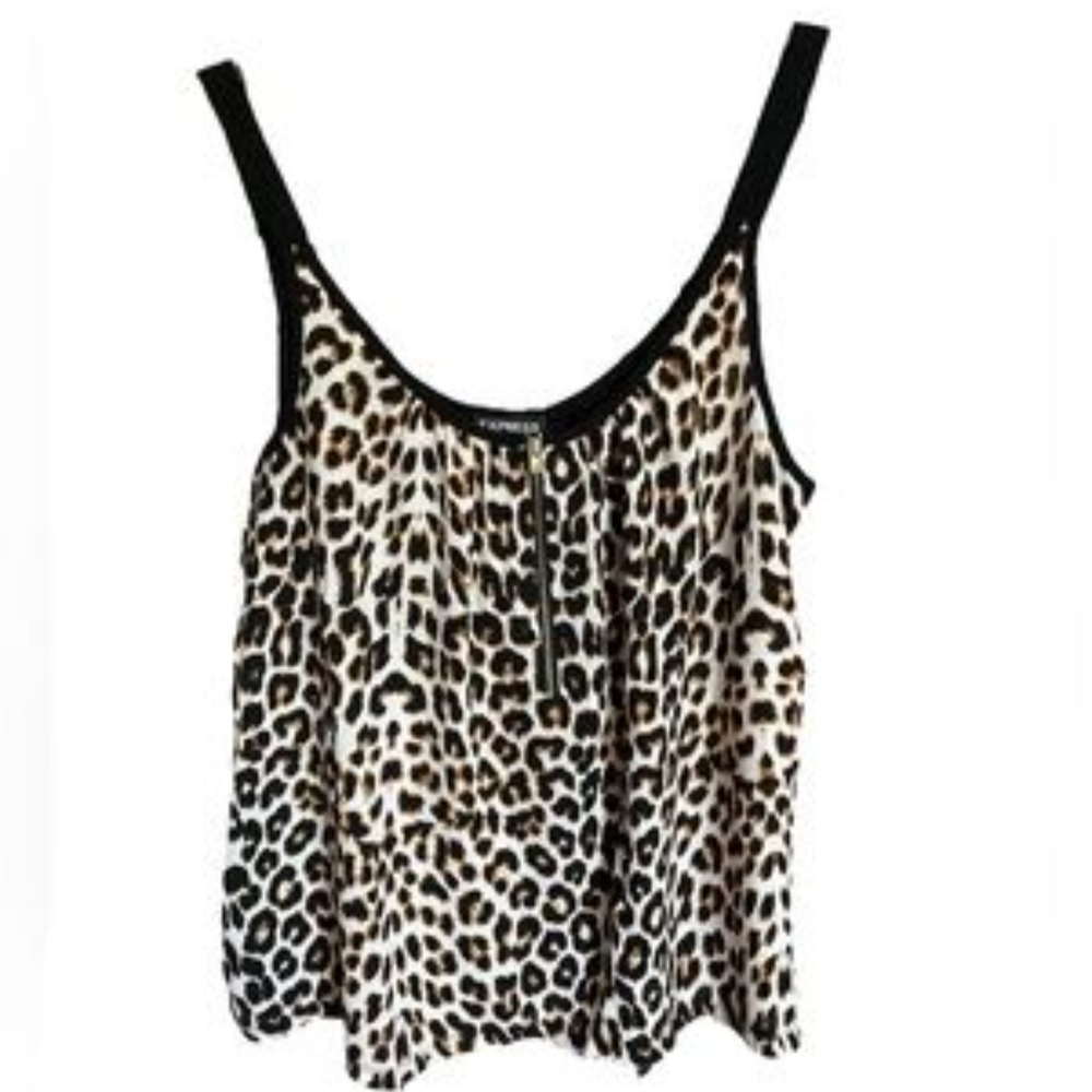 Express Leopard Print Tank Top with Black Accents